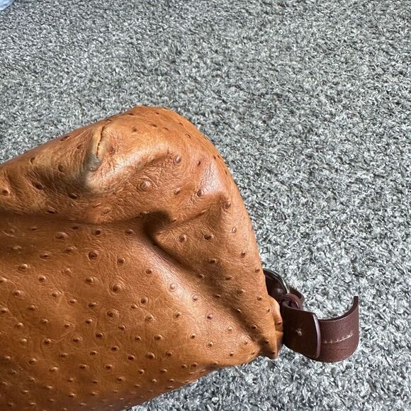 Dooney & Bourke Ostrich Hobo Shoulder Bag Brown Leather Zip Purse - Picture 4 of 12